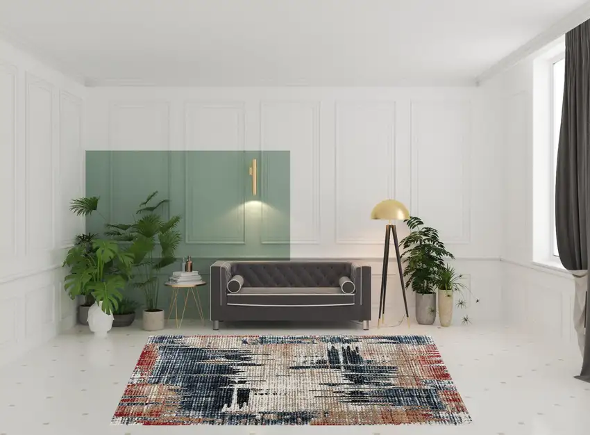 Blue And Ivory Abstract Area Rug Photo 1