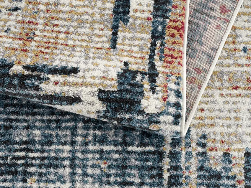 Blue And Ivory Abstract Area Rug Photo 10