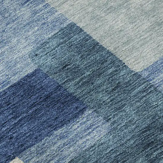 Blue And Ivory Abstract Geometric Washable Area Rug With UV Protection Photo 9