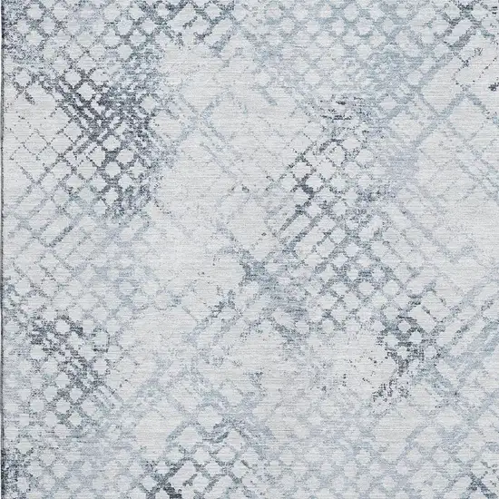 Blue And Ivory Abstract Geometric Washable Area Rug With UV Protection Photo 3