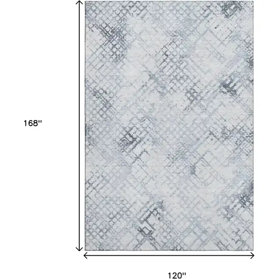 Blue And Ivory Abstract Geometric Washable Area Rug With UV Protection Photo 3