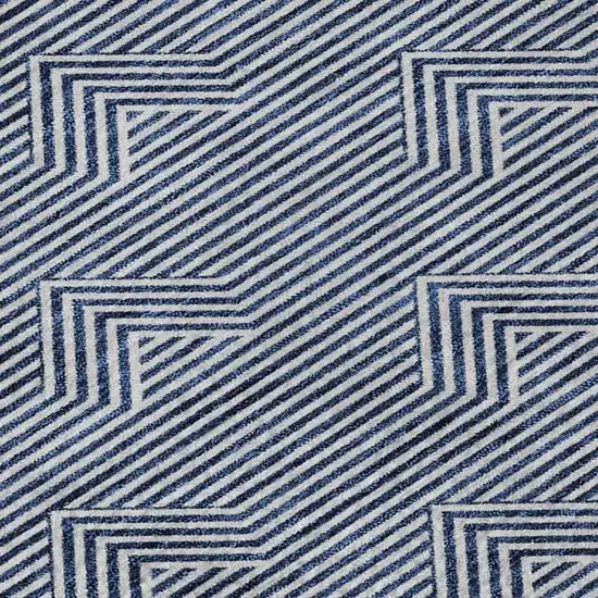 Blue And Ivory Abstract Geometric Washable Area Rug With UV Protection Photo 3
