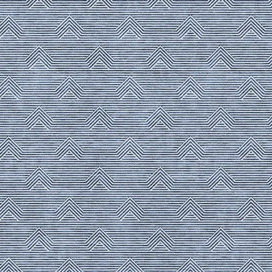 Blue And Ivory Abstract Geometric Washable Area Rug With UV Protection Photo 3