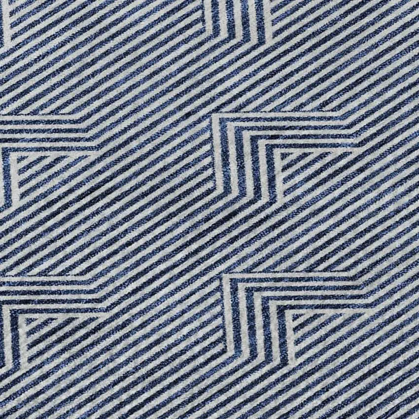 Blue And Ivory Abstract Geometric Washable Area Rug With UV Protection Photo 3