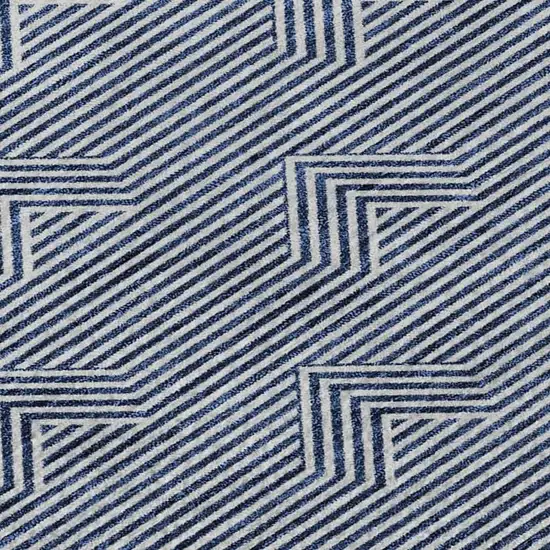 Blue And Ivory Abstract Geometric Washable Area Rug With UV Protection Photo 3