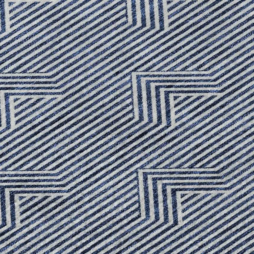 Blue And Ivory Abstract Geometric Washable Area Rug With UV Protection Photo 3