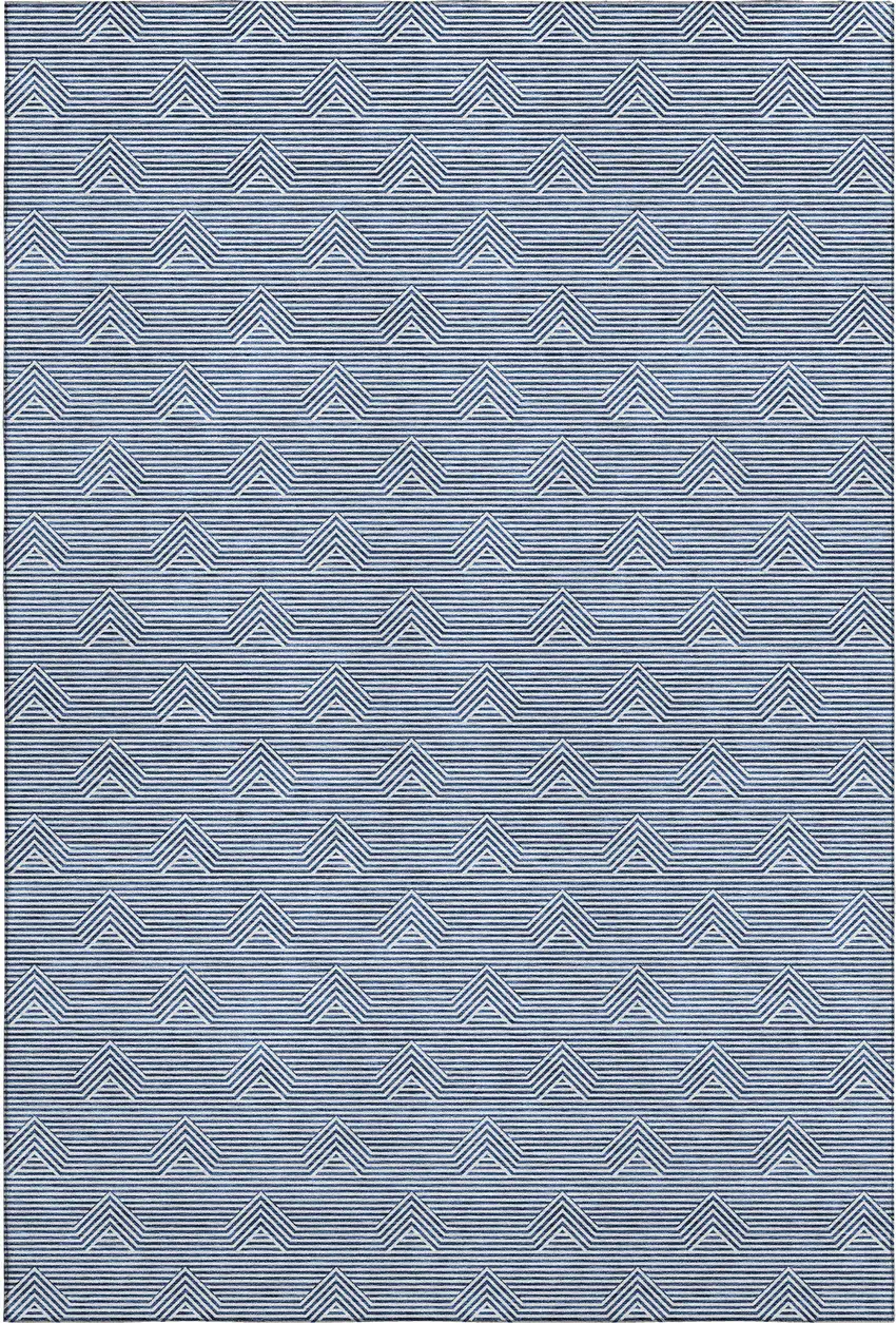 Blue And Ivory Abstract Geometric Washable Area Rug With UV Protection Photo 7