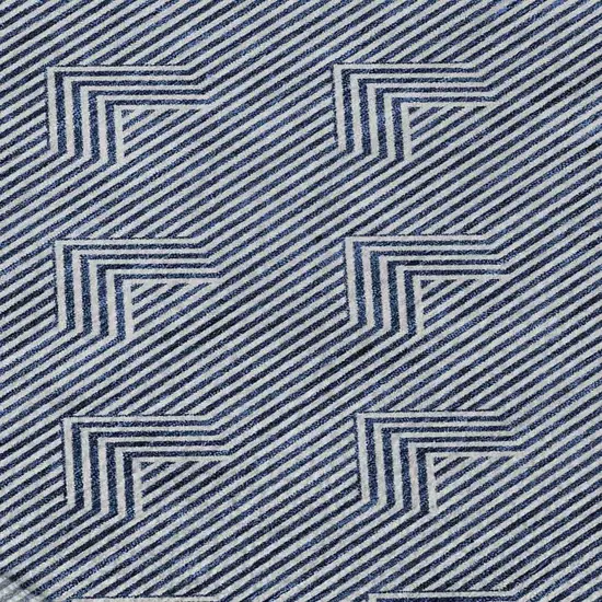 Blue And Ivory Abstract Geometric Washable Area Rug With UV Protection Photo 3
