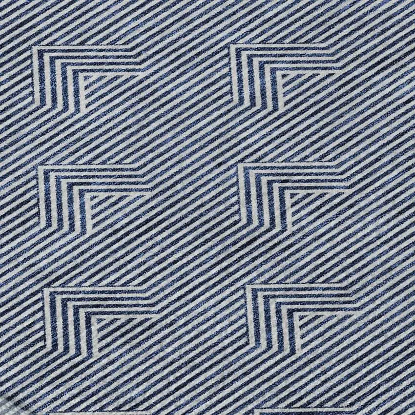 Blue And Ivory Abstract Geometric Washable Area Rug With UV Protection Photo 3