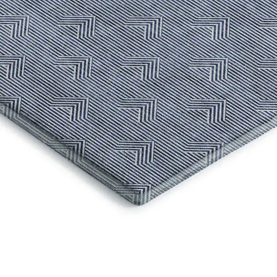 Blue And Ivory Abstract Geometric Washable Area Rug With UV Protection Photo 4