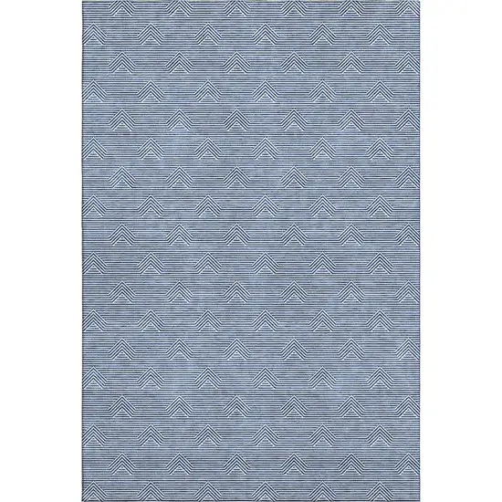 Blue And Ivory Abstract Geometric Washable Area Rug With UV Protection Photo 7