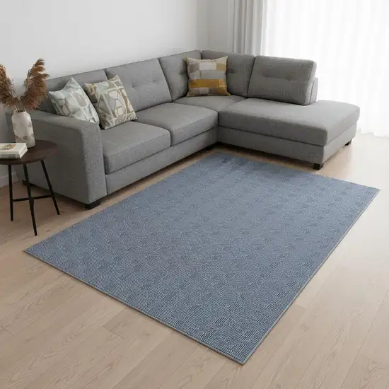 Blue And Ivory Abstract Geometric Washable Area Rug With UV Protection Photo 2