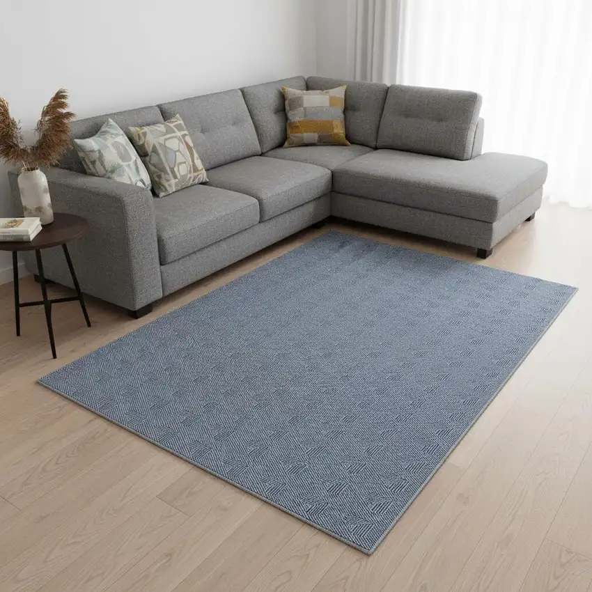 Blue And Ivory Abstract Geometric Washable Area Rug With UV Protection Photo 2