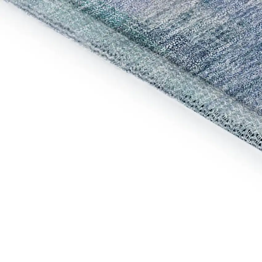 Blue And Ivory Abstract Geometric Washable Area Rug With UV Protection Photo 7