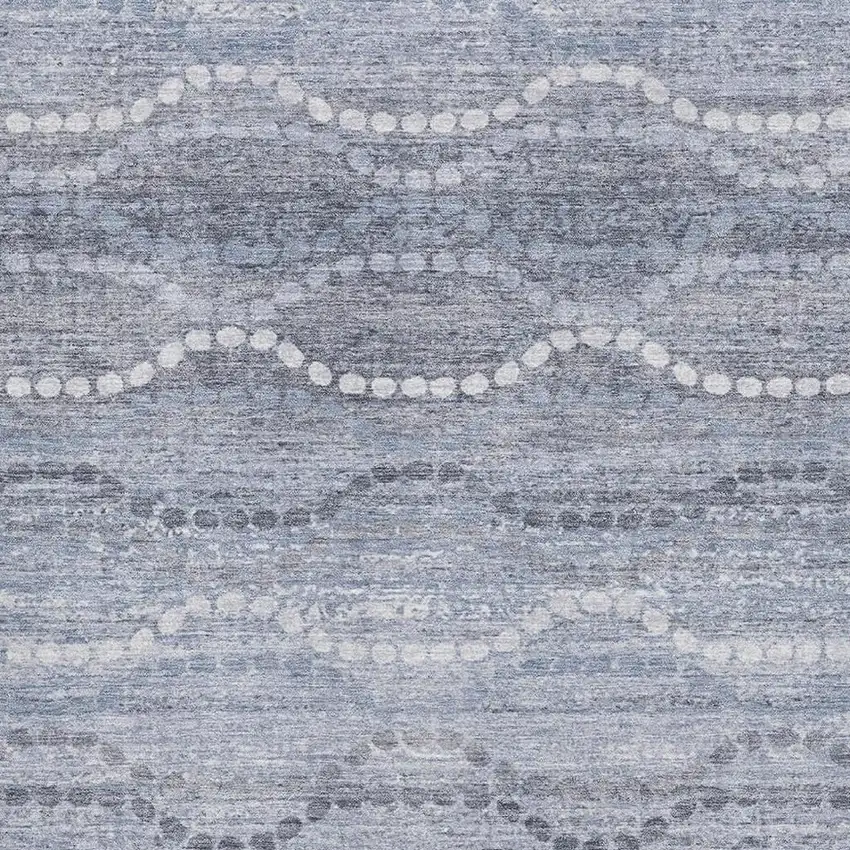 Blue And Ivory Abstract Geometric Washable Area Rug With UV Protection Photo 3