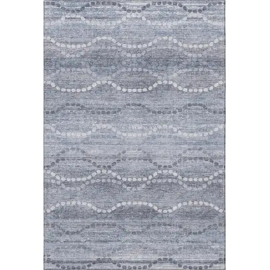 Blue And Ivory Abstract Geometric Washable Area Rug With UV Protection Photo 3