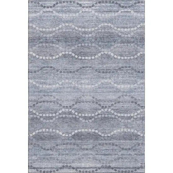 Blue And Ivory Abstract Geometric Washable Area Rug With UV Protection Photo 1