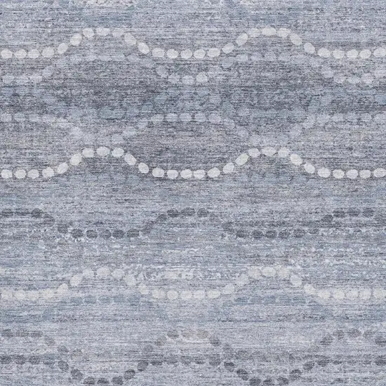 Blue And Ivory Abstract Geometric Washable Area Rug With UV Protection Photo 3