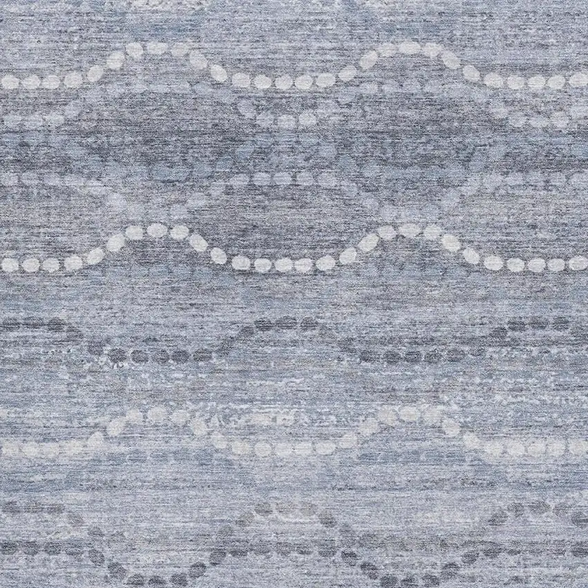 Blue And Ivory Abstract Geometric Washable Area Rug With UV Protection Photo 3