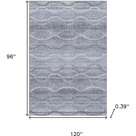 Blue And Ivory Abstract Geometric Washable Area Rug With UV Protection Photo 9