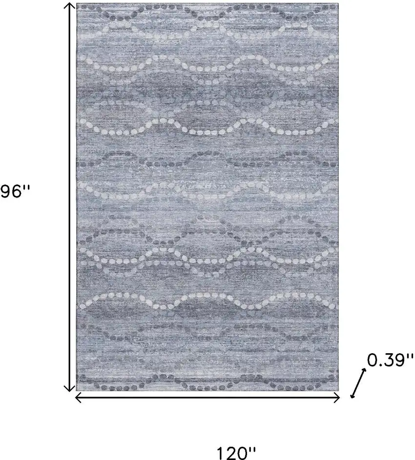 Blue And Ivory Abstract Geometric Washable Area Rug With UV Protection Photo 9