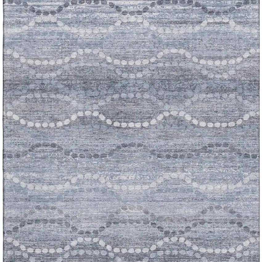 Blue And Ivory Abstract Geometric Washable Area Rug With UV Protection Photo 4