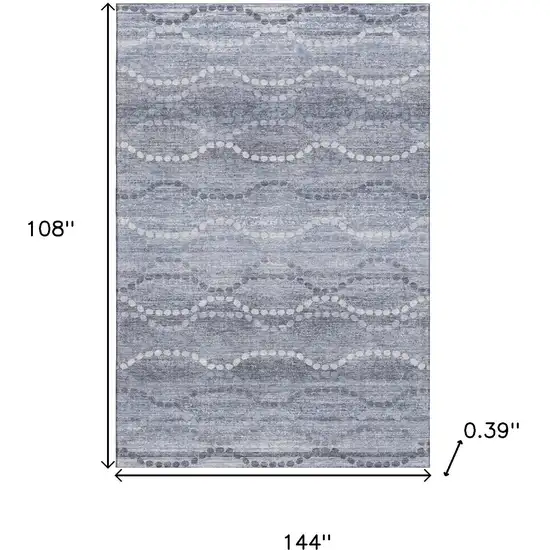 Blue And Ivory Abstract Geometric Washable Area Rug With UV Protection Photo 9