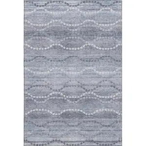 Photo of Blue And Ivory Abstract Geometric Washable Area Rug With UV Protection