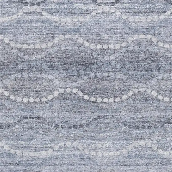 Blue And Ivory Abstract Geometric Washable Area Rug With UV Protection Photo 3