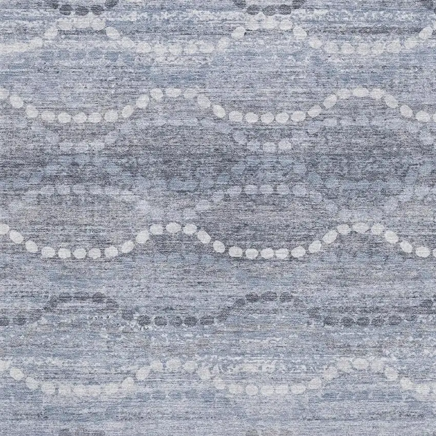 Blue And Ivory Abstract Geometric Washable Area Rug With UV Protection Photo 3