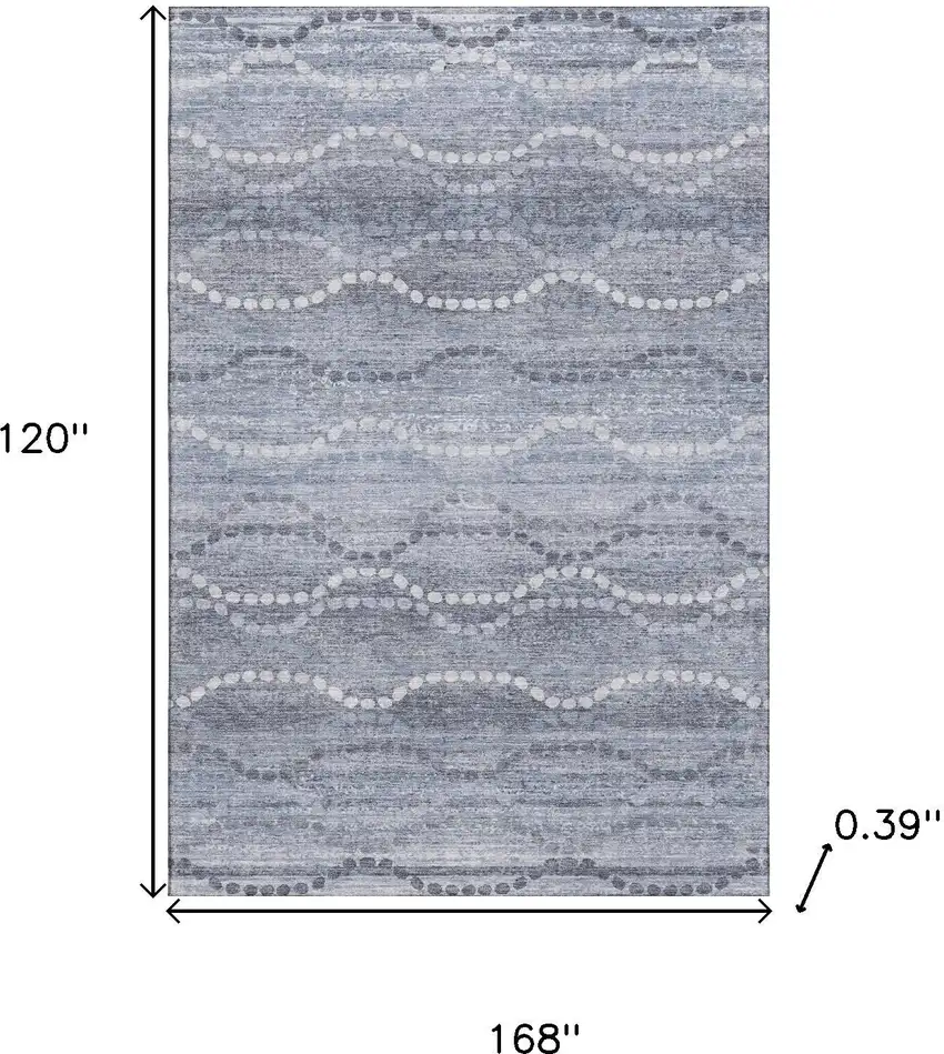 Blue And Ivory Abstract Geometric Washable Area Rug With UV Protection Photo 9