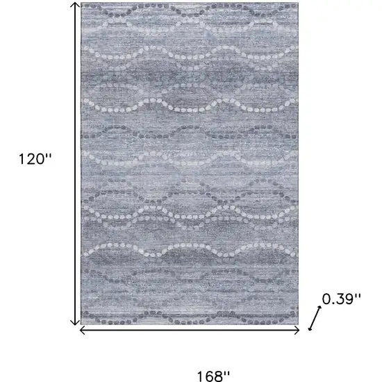 Blue And Ivory Abstract Geometric Washable Area Rug With UV Protection Photo 9