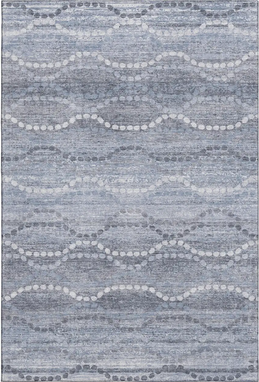 Blue And Ivory Abstract Geometric Washable Area Rug With UV Protection Photo 1