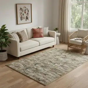 Photo of Blue And Ivory Abstract Hand Tufted Area Rug