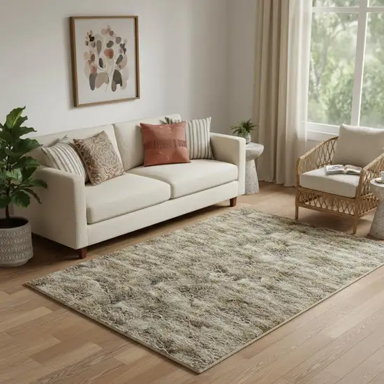 Blue And Ivory Abstract Hand Tufted Area Rug Photo 1