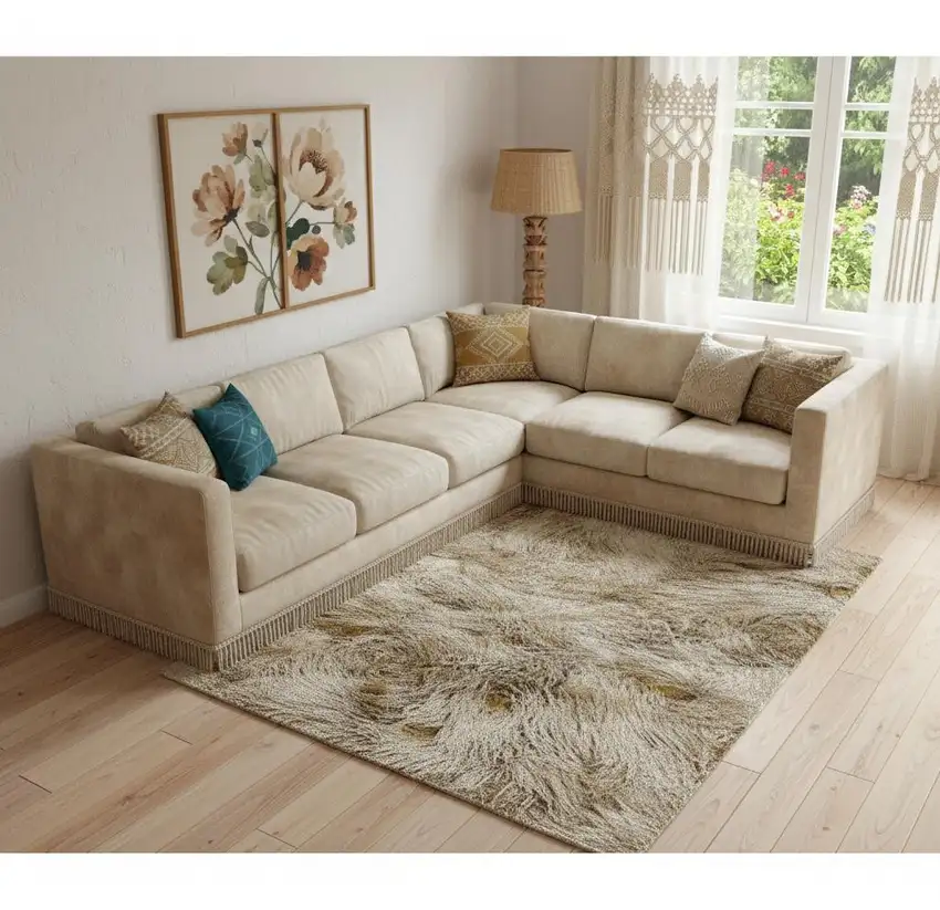 Blue And Ivory Abstract Hand Tufted Area Rug Photo 1