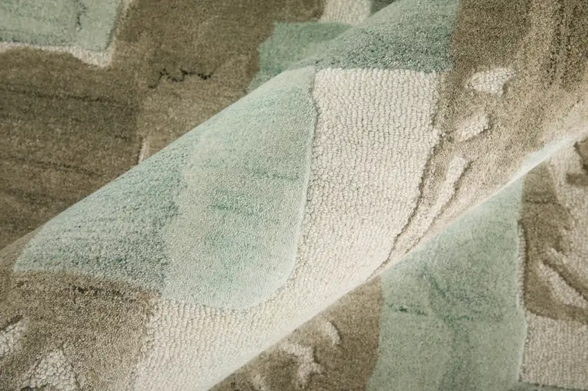 Blue And Ivory Abstract Hand Tufted Area Rug Photo 9