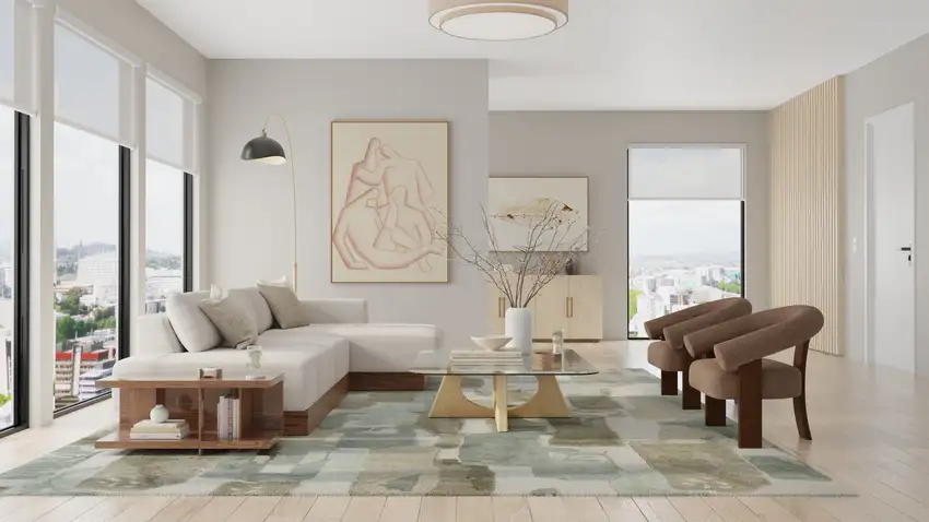 Blue And Ivory Abstract Hand Tufted Area Rug Photo 6