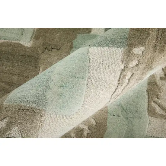 Blue And Ivory Abstract Hand Tufted Area Rug Photo 9