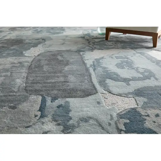 Blue And Ivory Abstract Hand Tufted Area Rug Photo 4