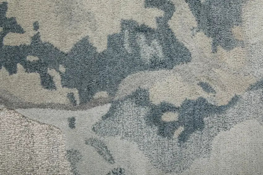 Blue And Ivory Abstract Hand Tufted Area Rug Photo 3