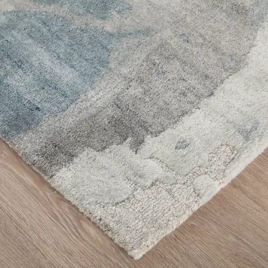 Blue And Ivory Abstract Hand Tufted Area Rug Photo 7