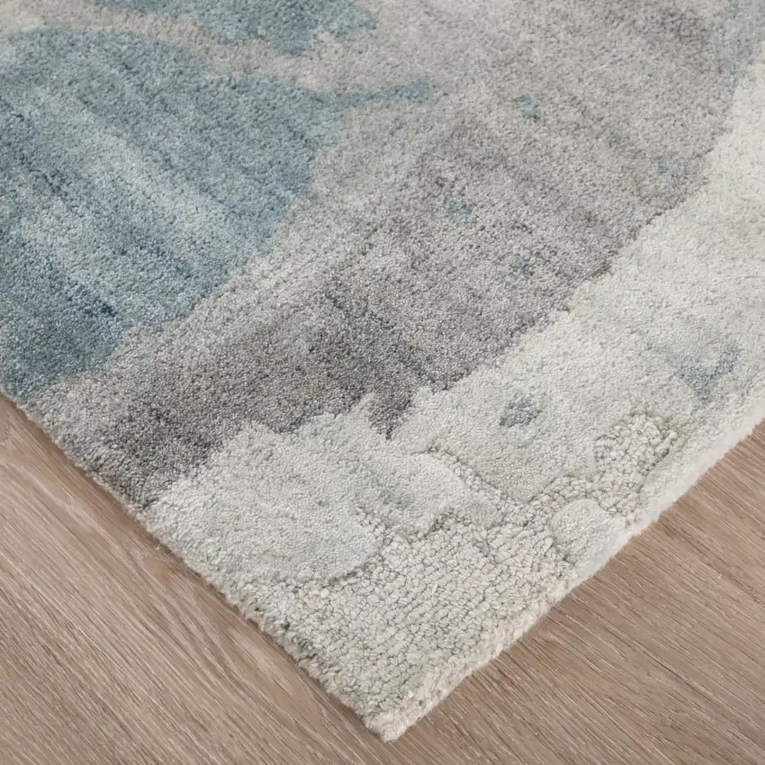 Blue And Ivory Abstract Hand Tufted Area Rug Photo 7