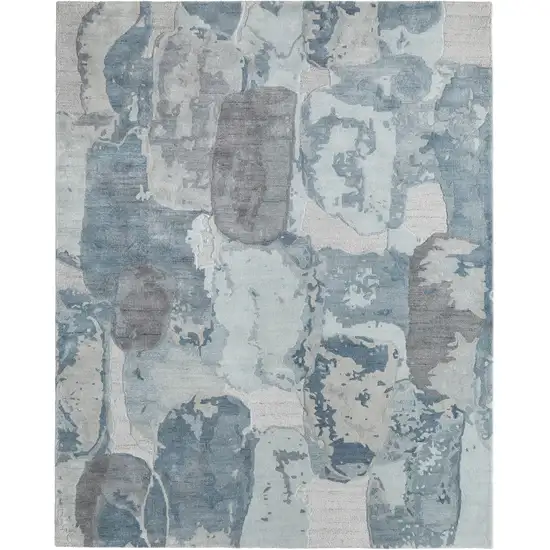 Blue And Ivory Abstract Hand Tufted Area Rug Photo 6
