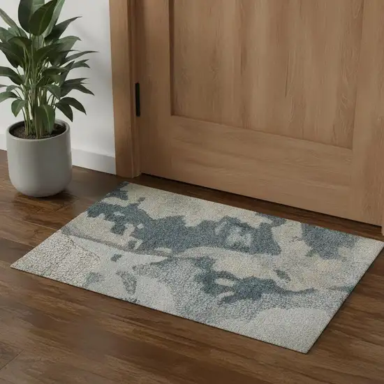 Blue And Ivory Abstract Hand Tufted Area Rug Photo 1