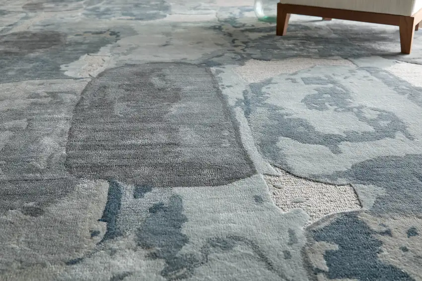 Blue And Ivory Abstract Hand Tufted Area Rug Photo 4