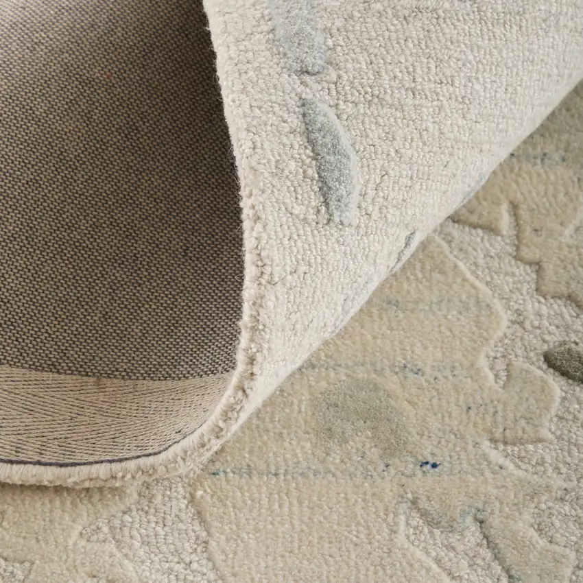 Blue And Ivory Abstract Hand Tufted Area Rug Photo 3