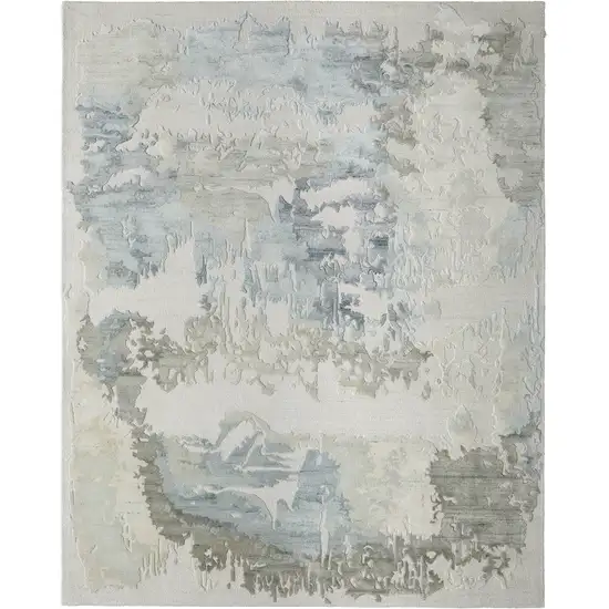 Blue And Ivory Abstract Hand Tufted Area Rug Photo 6