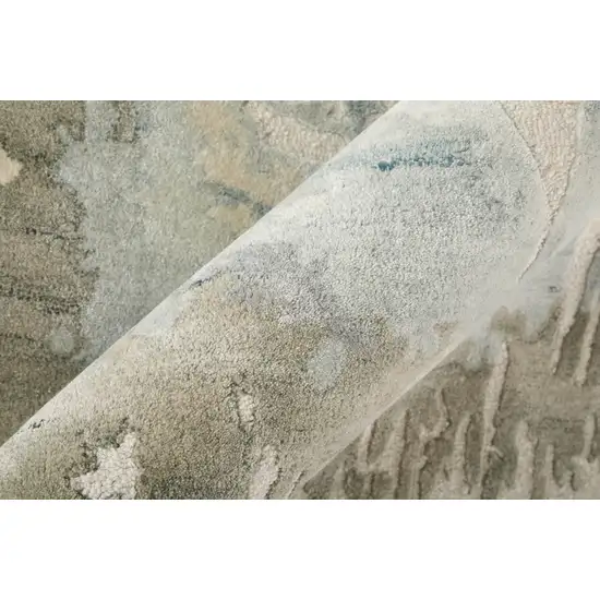 Blue And Ivory Abstract Hand Tufted Area Rug Photo 8