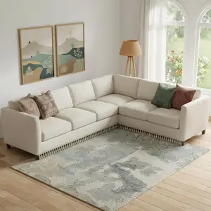 Photo of Blue And Ivory Abstract Hand Tufted Area Rug